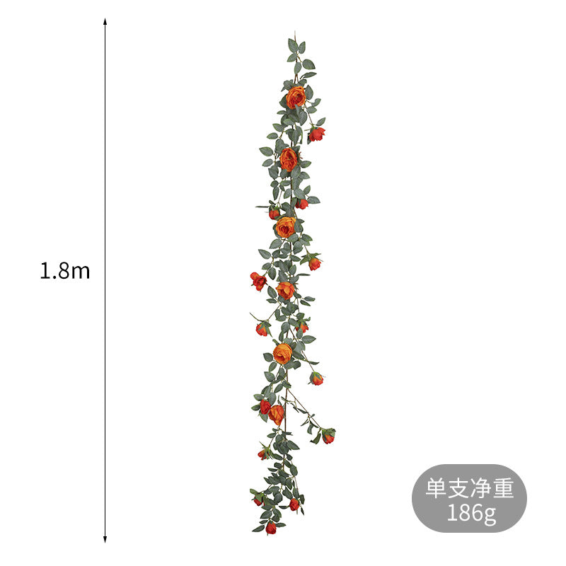 1.8m Austin Rose Vine Decorative Wall Hanging - Lifelike Artificial Flower Ivy for Concealing Air Conditioning Ducts and Enhancing Home Aesthetics