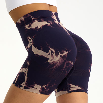 High Waisted Tie Dye Workout Shorts for Women Legging Like Fit Butt Lifting Design for Yoga and Gym Sessions