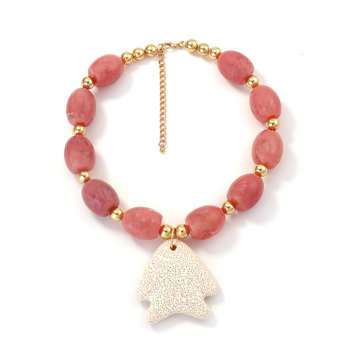 Chic Minimalist Volcanic Stone Goldfish Pendant Necklace – Versatile Sweet Resin Jewelry for Women