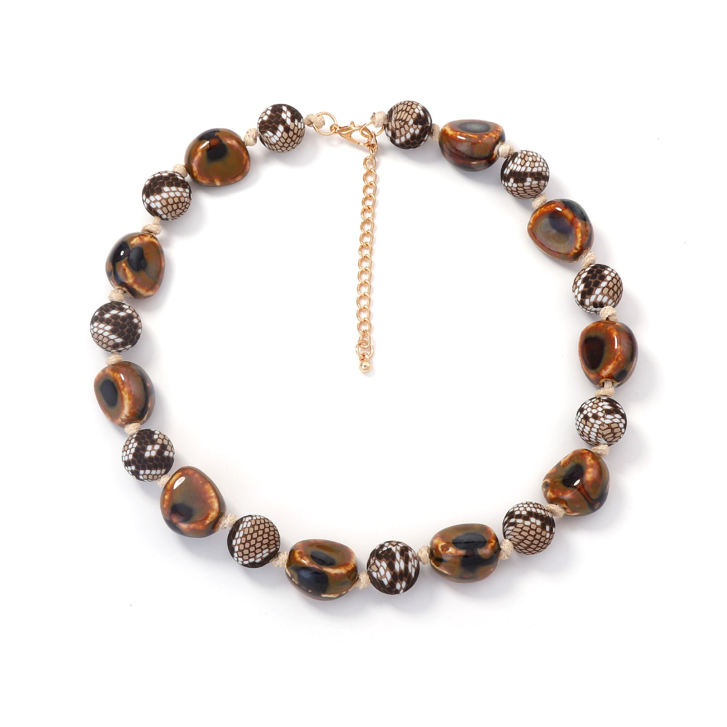Unique and Stylish Irregular Geometric Ceramic Bead Necklace for Women – Perfectly Versatile for Any Outfit!