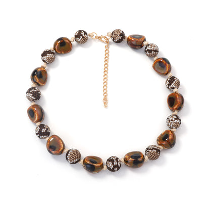 Unique and Stylish Irregular Geometric Ceramic Bead Necklace for Women – Perfectly Versatile for Any Outfit!
