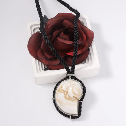 Summer Collection: Unique Black Braided Seashell Pendant Necklace with Ocean-Inspired Resin Art – Perfect for Beach Getaways