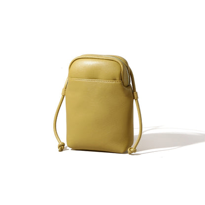 Women's Korean Inspired Single Shoulder Bag Full Grain Leather Crossbody Phone Purse for Commuting