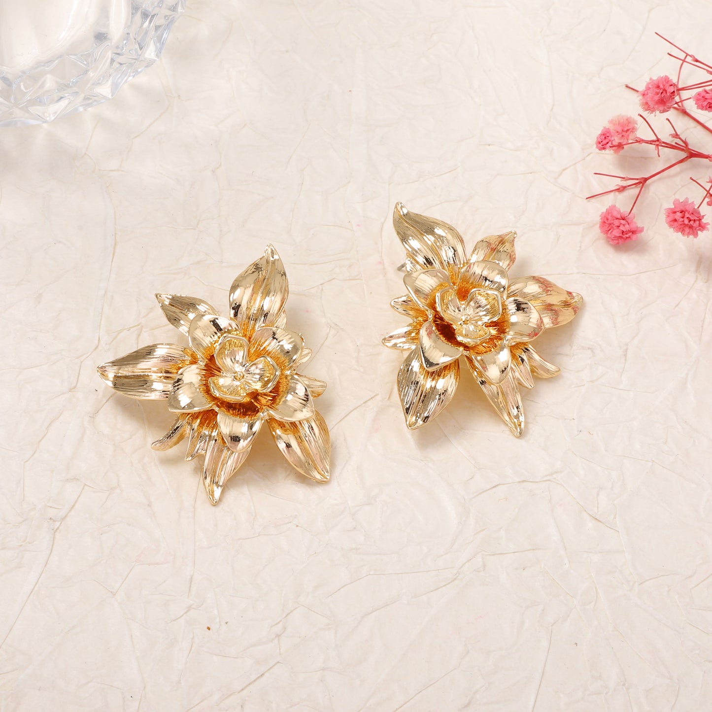 Chic Oversized 3D Floral Earrings - Versatile Statement Jewelry for Women, Perfect for Work and Everyday Elegance
