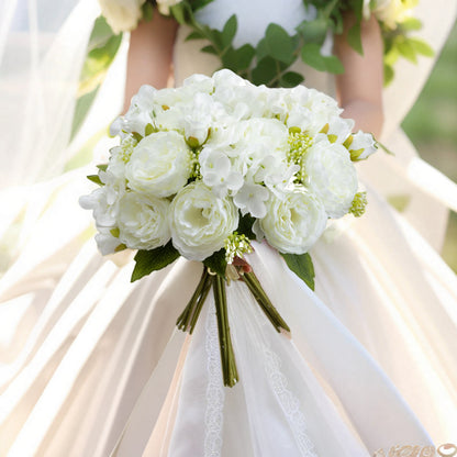 Elegant Korean Bride Bouquet -  Quality Artificial Rose and Peony Floral Arrangement for Weddings - Perfect Faux Flowers for Stunning Decor