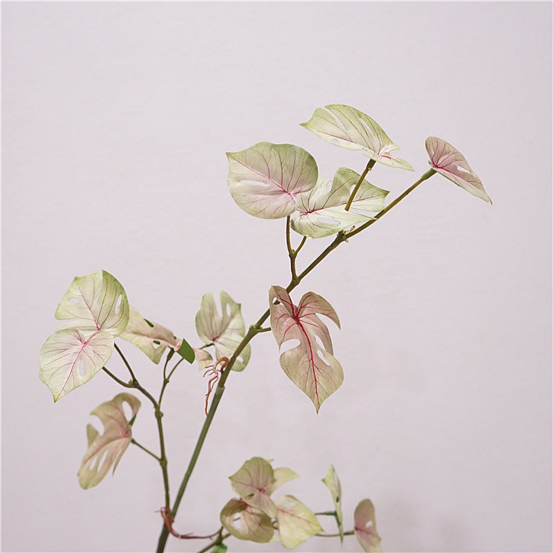 High-Quality Nordic Style Faux Green Plant Leaves Stem with Roots - Perfect for Home Décor, Floral Arrangements, and Decorative Wall Accessories