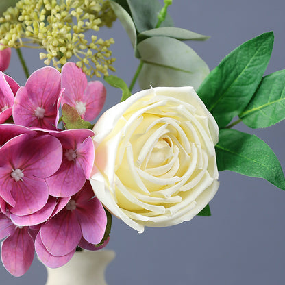 Realistic Eucalyptus Rose and Hydrangea Wedding Bouquet - Perfect Faux Floral Decor for Home or Event Centerpieces