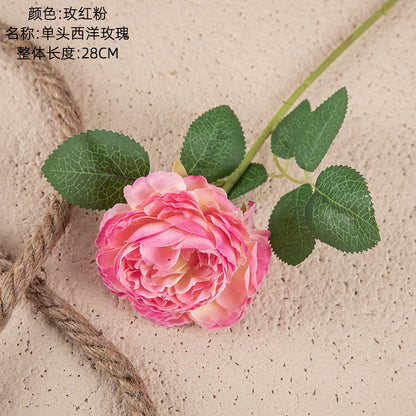 Single-Head Western Rose and Core Peony Artificial Flowers - Perfect Home Decor and Wedding Handheld Bouquet - Stunning, Realistic Faux Floral Arrangement for Celebrations and Events | MW51005