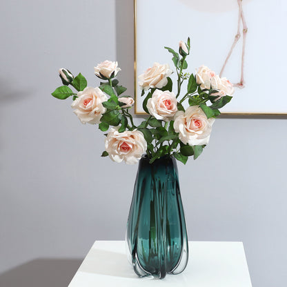 Elegant 3-Head Hypoallergenic Moisturizing Rose Flower Arrangement - Perfect Decor for Living Rooms, Photo Props & Home Accents