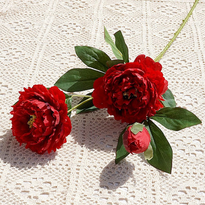 Realistic Artificial Peony Floral Arrangement - 3-Head Yang Fei Peony for Home Decor, Wedding Events, and Photography Styling