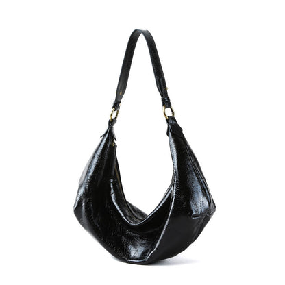 Chic Oversized Hobo Bag for Women Slouchy Tote with Adjustable Crossbody Strap Large Capacity Waxed Cowhide Leather for Commuting