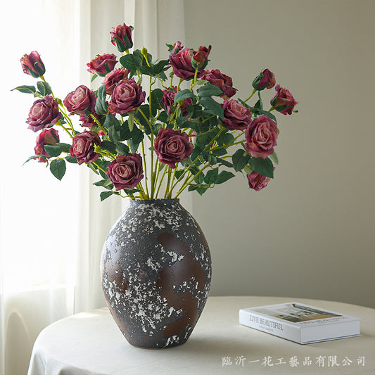 Realistic Faux Flower Bouquet with Curled Edge Roses - Modern Scandinavian Home Decor Accent for Dining Table - Unique Floral Table Centerpiece