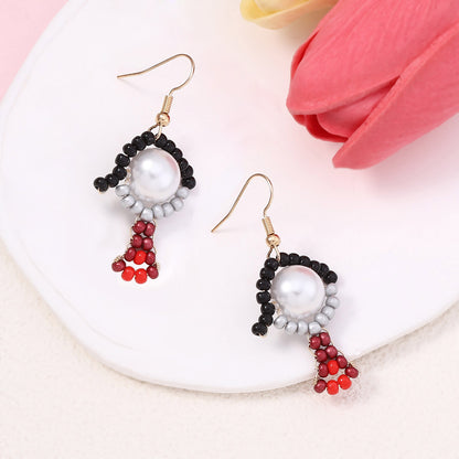 Unique Handcrafted Cartoon Character Beaded Hook Earrings - Quirky, Adorable Designs for a Playful Style