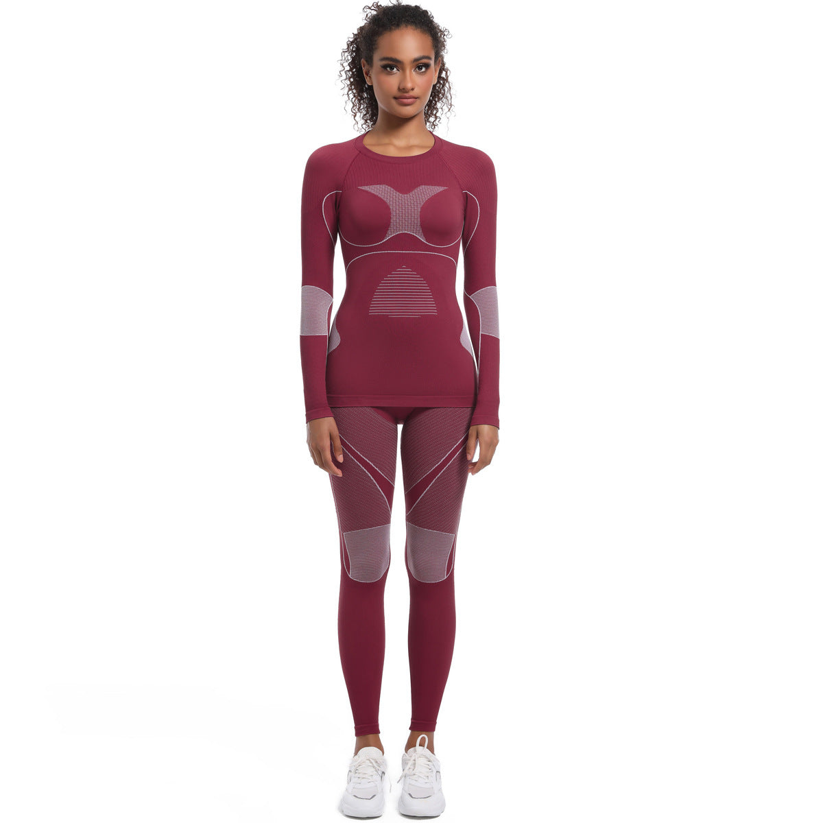 Seamless Long Sleeve Yoga Set for Women Breathable and Comfortable Fall Winter Outdoor Sportswear for Running Hiking and Cycling