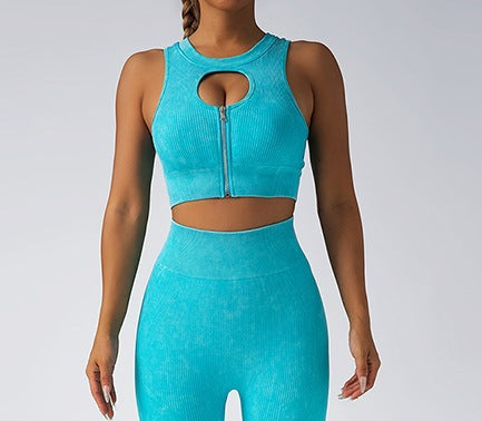 Seamless High Waisted Peachy Yoga Set for Women Zippered Sportswear with Matching Sports Bra Leggings for Comfort and Performance