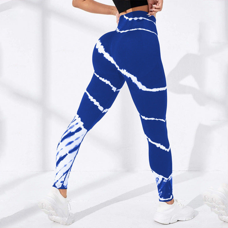 High Waisted Tie Dye Seamless Yoga Pants for Women Butt Lifting Fitness Leggings Striped Long Workout Trousers for Running and Gym Sessions