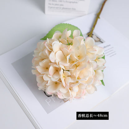 Single Stem Silk Fabric Hydrangea Flower - High-Quality Artificial Floral Decor for Home, Weddings, and Photography Props