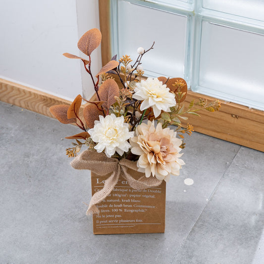 Elegant Artificial Eucalyptus and Grandiflora Flower Bouquet - Perfect for Home Decor, Weddings, and Wall Art CF02010