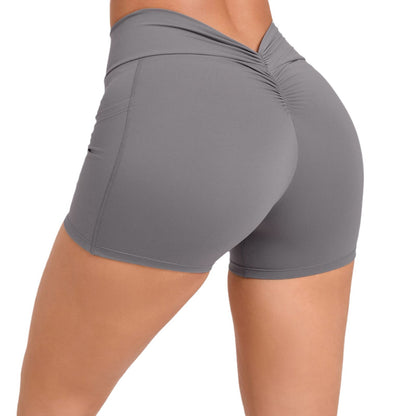 High Waisted Yoga Shorts with Side Pockets Butt Lifting and Comfortable Running Fitness Shorts for Women