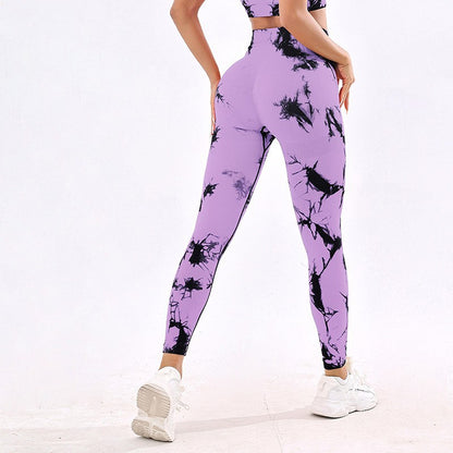 Tie Dye Yoga Set with Sports Bra and Yoga Pants No Slip Sculpting Leggings for a Peachy Bottom and Enhanced Lift