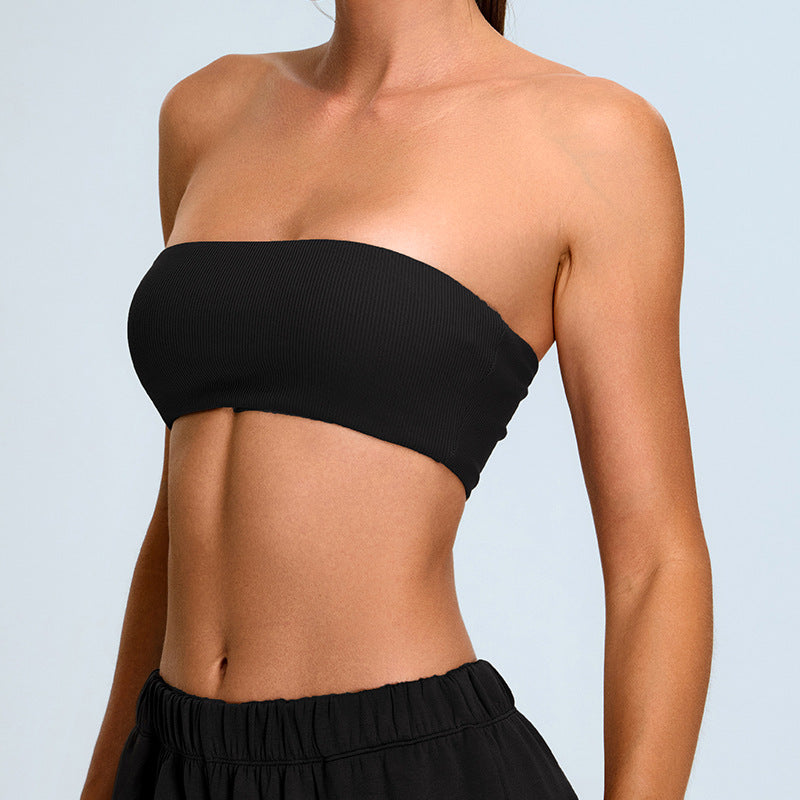 Seamless Strapless Sports Bra Body Shaper for Yoga Stay Secure with Our Non Slip Ribbed Workout Top for Gym Enthusiasts