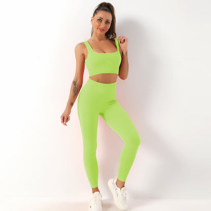 Quick Dry Yoga Set with Shockproof Sports Bra Yoga Tank and Long Leggings Comfort for Active Workout Enthusiasts