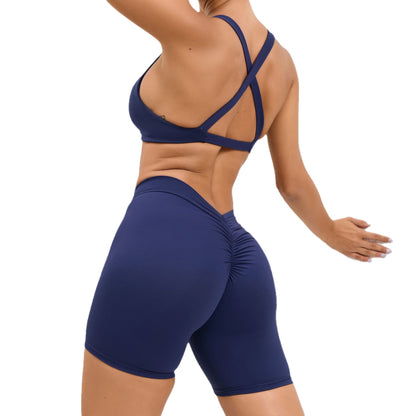 High Performance Yoga Outfit Set with Cross Back Design for Outdoor Running Fitness and Quick Dry Athletic Wear for Every Workout