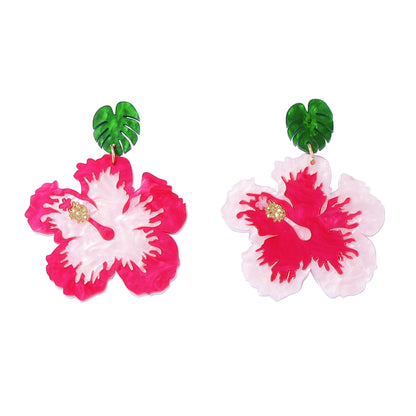 Creative Asymmetrical Colorful Acrylic Floral Drop Earrings for Women - Perfect for Casual Vacations and Stylish Outings