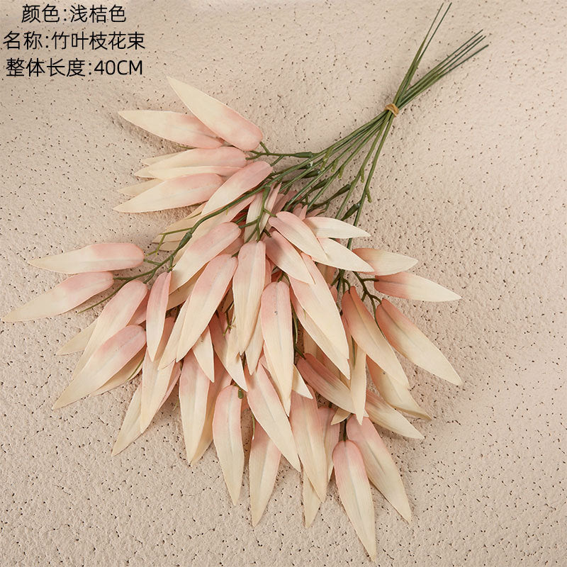 Realistic Bamboo Leaf and Branch Flower Bouquet - Faux Greenery for Weddings, Home Decor, and Boho-Inspired Events - Trendy INS Style Art Piece YC1095