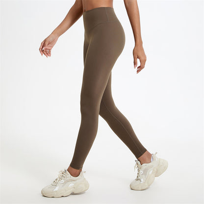 V Shaped Waist Enhancing Yoga Pants for Outdoor Pilates and Running and Comfortable Fitness Leggings with No Creep Seam Design