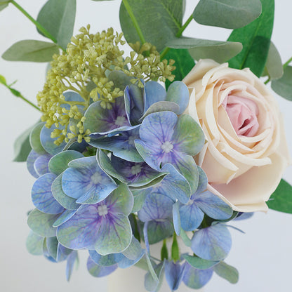 Stunning Bridal Bouquet with 5 Artificial Hydrangea and Rose Flowers - Perfect for Weddings, Home Décor, Entryways, Living Rooms, and Dining Tables