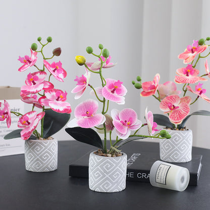 Charming Miniature Orchid Potted Plant - Realistic Plastic Flower Arrangement for Dining Table Decor | Perfect for Home and Office Aesthetics