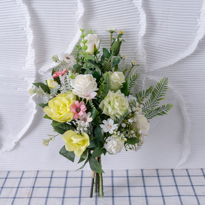 Enchanting Bamboo Grove-Inspired Decorative Faux Flower Bouquet - Perfect for Weddings and Home Décor - Elegant Rose Design with Versatile Wall Display Options - Model CF01480