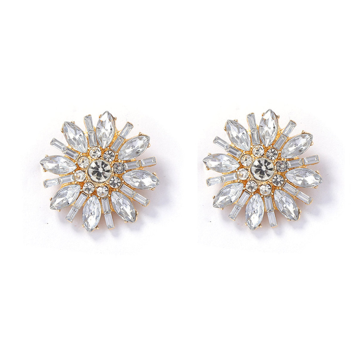 Elegant Luxe  Sparkling Flower Sunflower Stud Earrings - Versatile Multi-Color Daily Wear Jewelry for Parties and Special Occasions