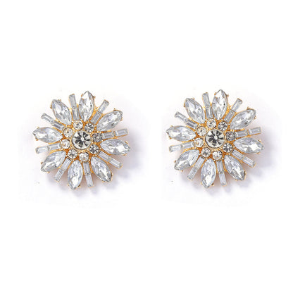 Elegant Luxe  Sparkling Flower Sunflower Stud Earrings - Versatile Multi-Color Daily Wear Jewelry for Parties and Special Occasions