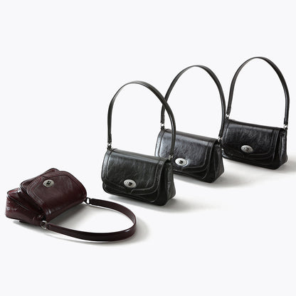 Genuine Leather Women's Bag for Autumn Winter Versatile Double Layer Cowhide Shoulder Bag for Business Casual Commutes