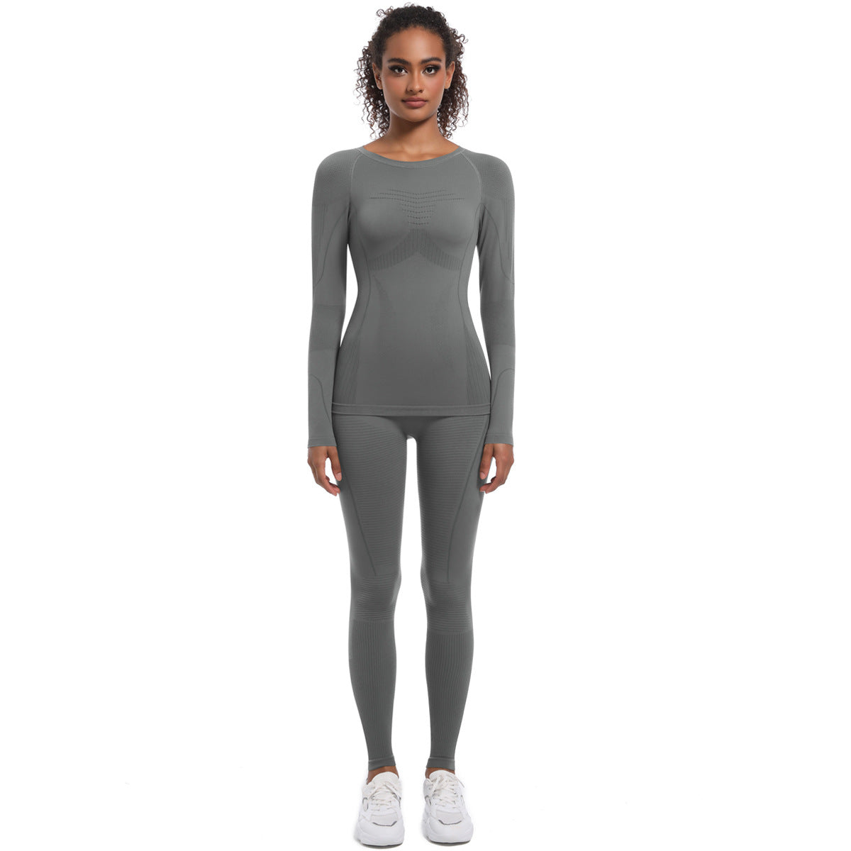 Seamless Knitted Outdoor Cycling Apparel Long Sleeve Sports Yoga Bodysuit Ski Suit Set for Comfort and Style