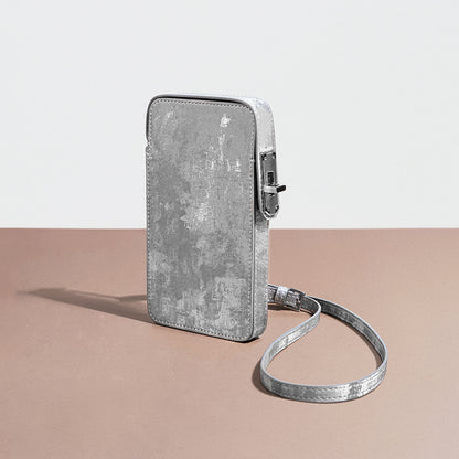 Vintage Inspired Satin Leather Phone Crossbody Bag Mini Shoulder Purse with Secure Closure for Everyday Use