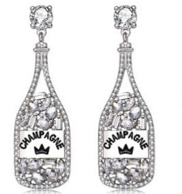 Personalized Element-Inspired Rhinestone Letter Bottle Charm Earrings for Women – Trendy and Unique Fashion Statement