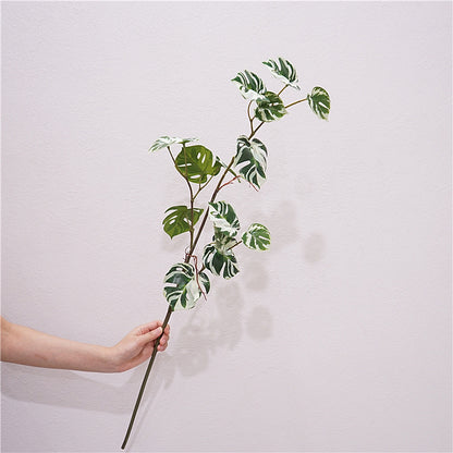 High-Quality Nordic Style Faux Green Plant Leaves Stem with Roots - Perfect for Home Décor, Floral Arrangements, and Decorative Wall Accessories