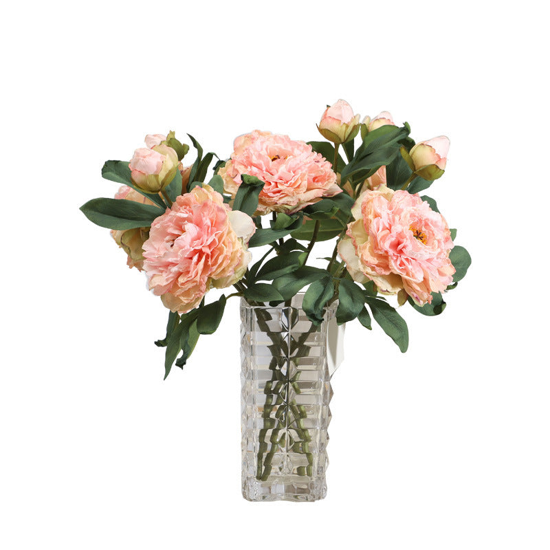 Luxurious Faux Peony Flower Bouquet with Elegant Edges - Perfect Home Decor for Living Rooms, Dining Tables, and Special Occasions