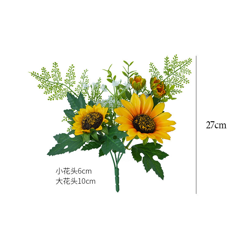 Realistic Artificial Sunflower Bouquet - Rustic Home Decor Fake Flowers Small Potted Sunflower Decorations for Charming Country Aesthetics