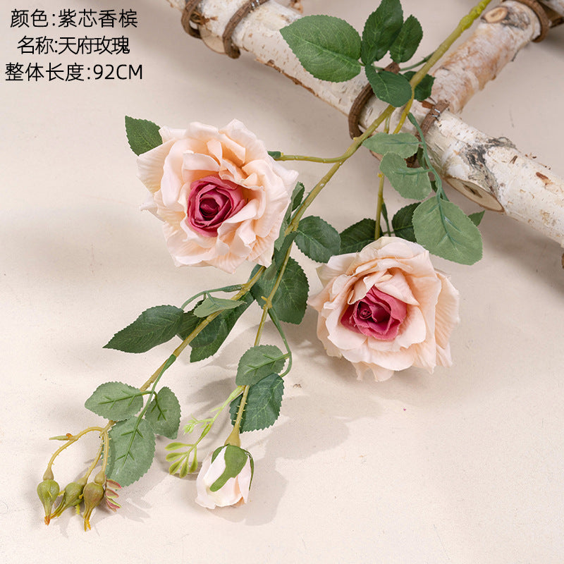 Realistic 3-Head Artificial Rose Bouquet for Wedding and Home Decor - Elegant Faux Floral Arrangement - Perfect for Events, Gift Giving, and Long-lasting Beauty MW19950