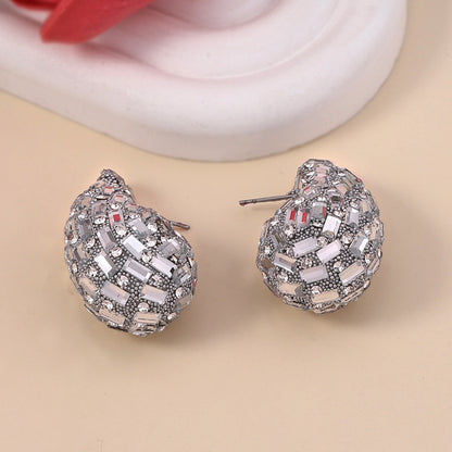 Trendy Droplet Gradient Colored Glass Ear Studs with Full Sparkling Crystals - Chic, Versatile, and Elegant Jewelry for Every Occasion
