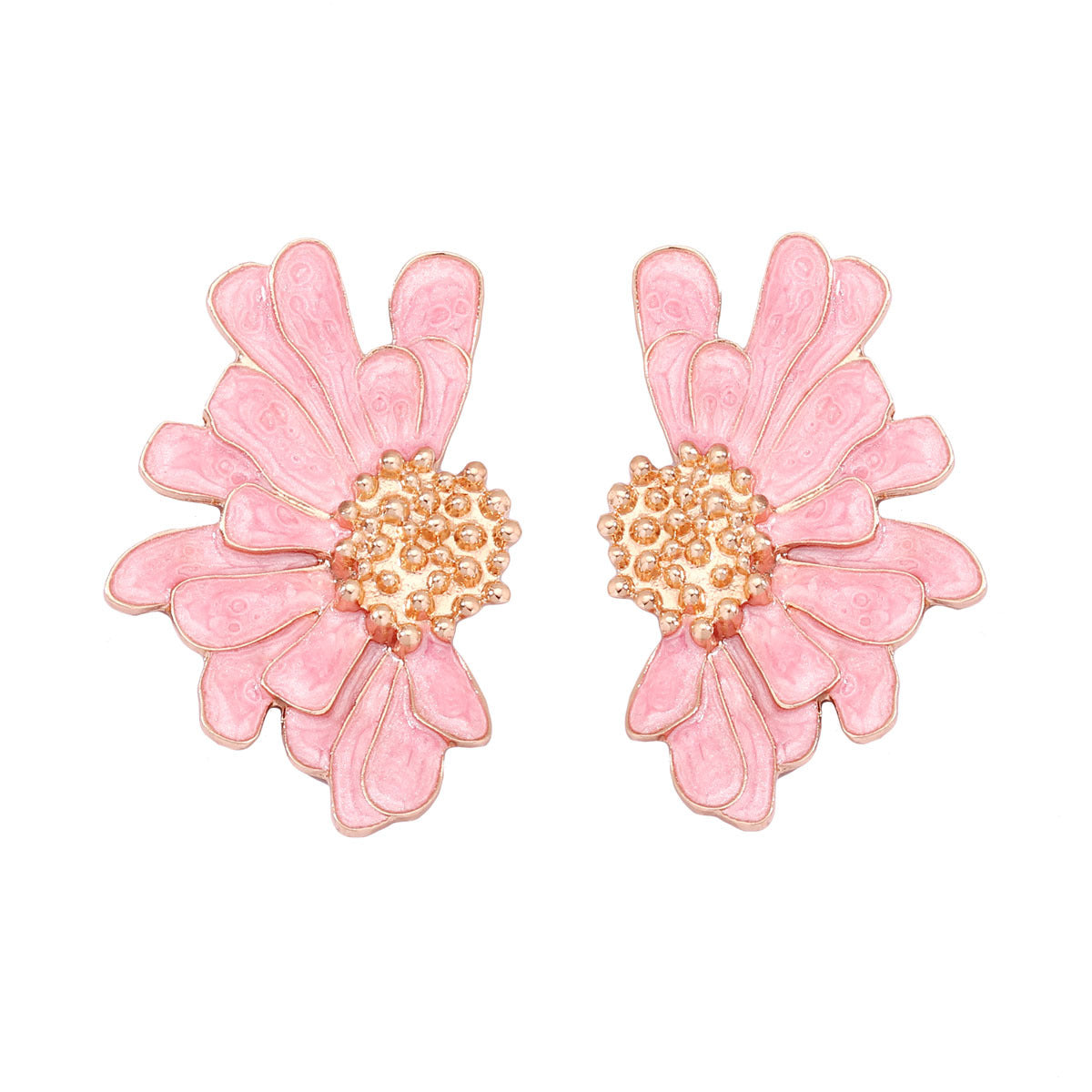 Alloy Enamel Floral Earrings - Stylish and Simple Flower Studs for a Fresh Accessory Look