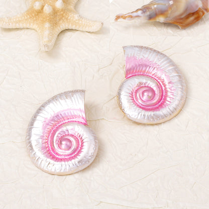 Chic Multi-Color Seashell Earrings for Women - Beach Vacation Inspired, Minimalist Metal Ocean Series Design
