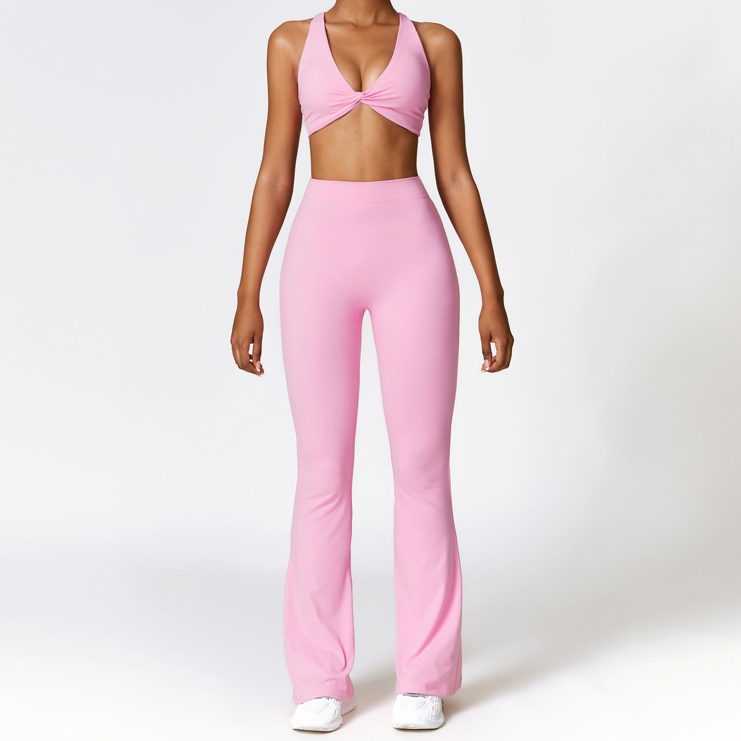 Peach Lift High Waist Yoga Set for Women Soft Moisture Wicking Fabric Flattering Fit with Racerback Design Bootcut Leg for Comfort in Workout Gear