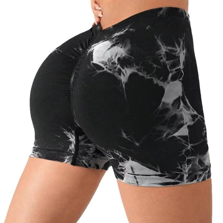 High Waisted Tie Dye Seamless Yoga Shorts for Enhanced Support and Style for Running and Fitness Workouts