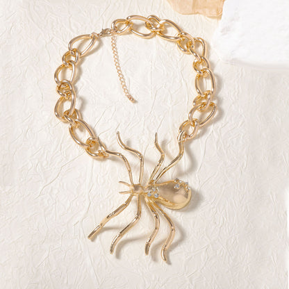 Bold and Unique Stylish Alloy Spider Pendant Chain Necklace - Versatile Minimalist Design for All Occasions