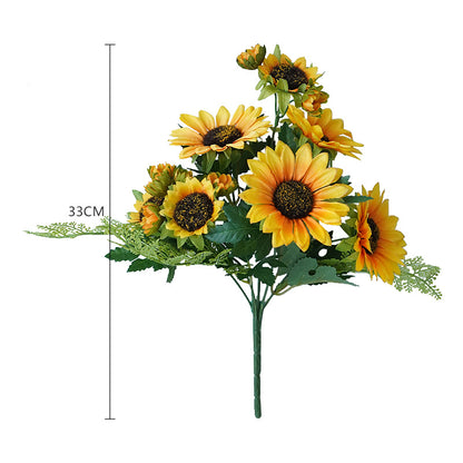 Charming Rustic Style Artificial Sunflower Bouquet - Perfect for Home Decor, Hotel Accents, and Wedding Decoration